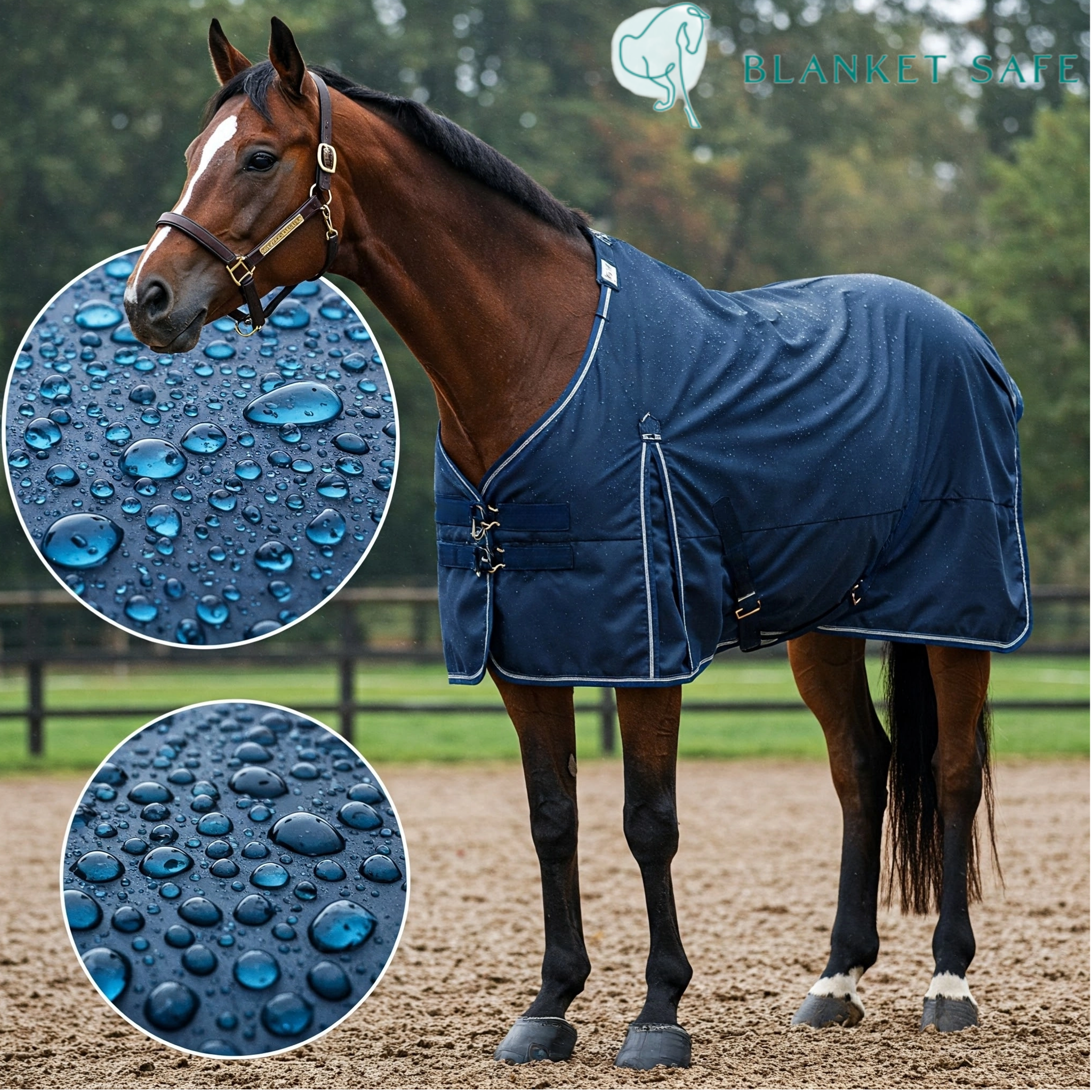 Horse blanket waterproofing, blanket safe waterproofing. Horse in blanket